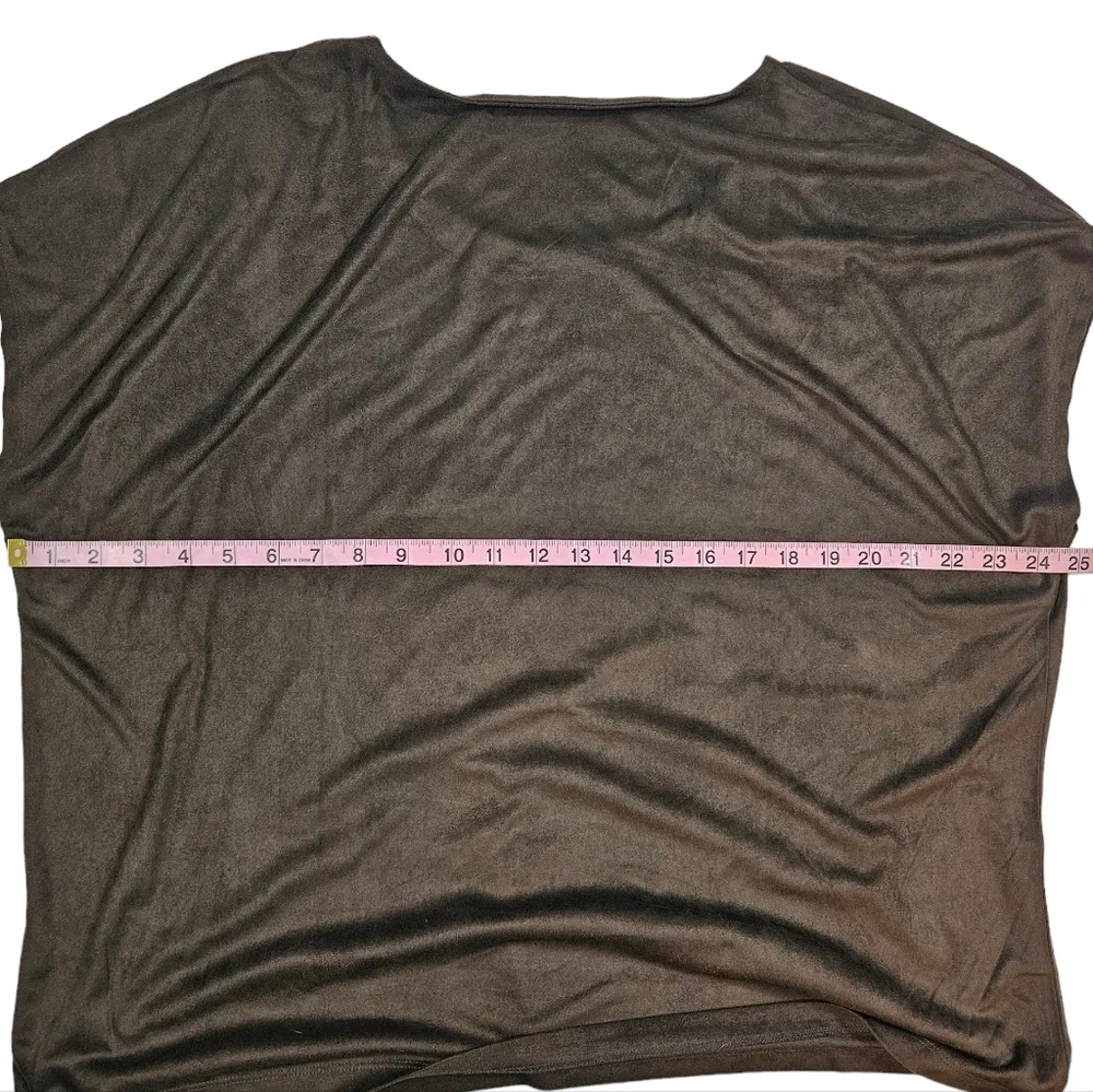 Chicos Chocolate Brown Ultra Suede Coquette Top Size 2 US 12 Large Sheer Blouse - Picture 12 of 12